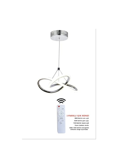 Ransom Krom Kumandalı Dimmerli 4 Modlu Modern Sarkıt Led Avize Krom