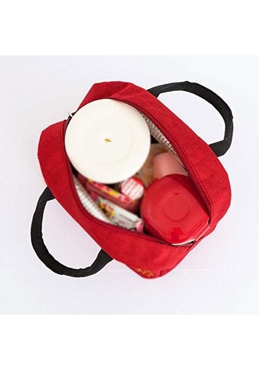 Öğle Yemeği Çantası Taze Soğutucu Çantalar Su Geçirmez Naylon Taşınabilir Fermuar Termal Oxford Öğle Yemeği Çantaları Kadınlar İçin Uygun Öğle Yemeği Kutusu Tote Gıda Çantaları 2 Siyah