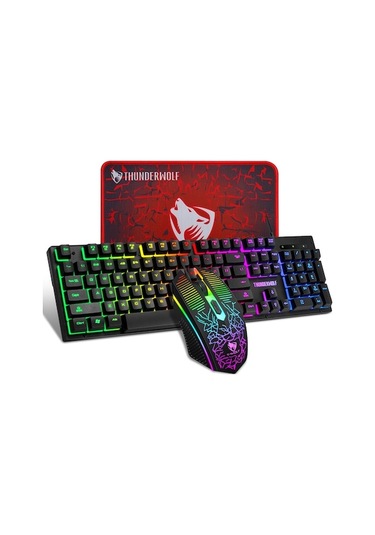T-wolf T31 104 Tuşlu Aydınlatmalı Oyun Klavyesi Fare Mouse Pad Optik