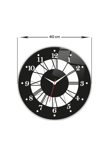 Decorita Cam Saat | Classic Black | Çap40cm Çok Renkli