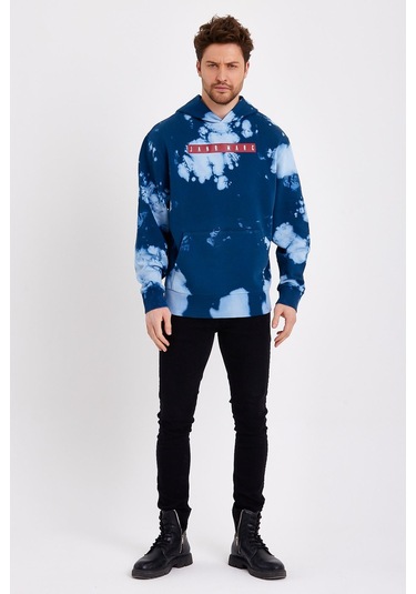JAHR MARC Oversize Mavi Batik Yıkamalı Sweatshirt - XS Mavi