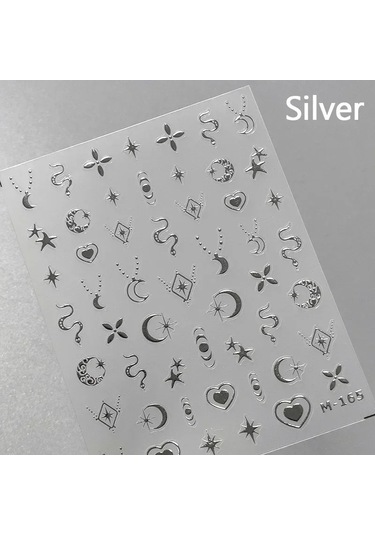 Yıldız Ay Aşk Kalp Kolye Kavisli Çizgi Ark Sıcak Damgalama Retro 5d Nail Art Etiketler Dekorasyon Yapışkanlı Manikür Çıkartmaları Dıy Ice Blue