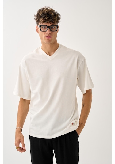 Alexander Gardi Alexandergardı V Yaka Oversize T-shirt Beyaz