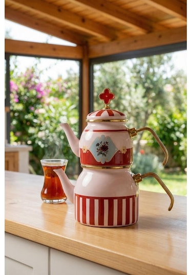 Acar Xap-10355 Chloe Collection Mini Emaye Çaydanlık Takımı Pembe