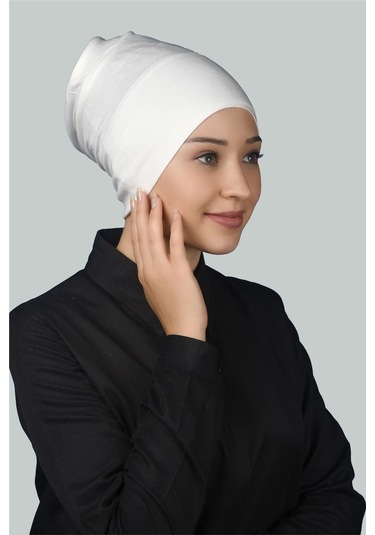 Altobeh Hazır Pratik Geçmeli Uzun Boru Tesettür Bonesi - Ekru