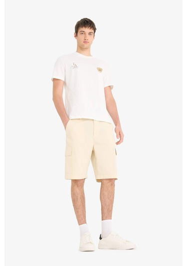 Defacto %100 Pamuk Regular Kargo Cepli Bermuda Şort E1708ax25smbg760 Bej