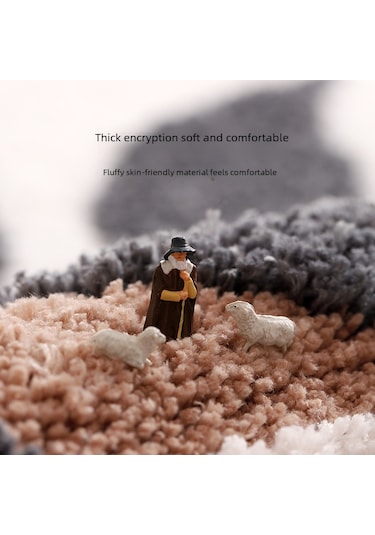 Yunboo Ev İçin Fluffy Floklu Paspas - Banyo, Mutfak, Giriş Anti Kayma Mat - Yeşil Bambu Desenli 40x60 Cm Diğer