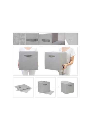 Ocean Home Textile 2'li Gri Renk Jüt Kutu Set 33x30x33 cm