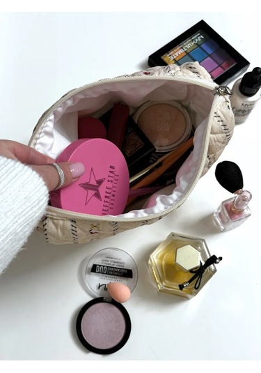 Gresna Çiçek Desenli Büyük Kadın Kumaş Makyaj Çantası 274111271