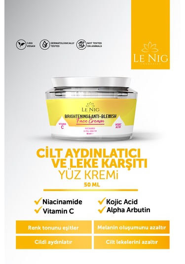 Le Nig Cilt Aydınlatıcı ve Leke Karşıtı Yüz Kremi 50 ML