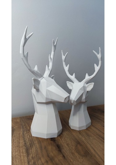 2 Li Set Geyik Figürlü Modern Dekoratif Hediyelik Biblo Beyaz 22cm/19cm Gizzstore Home