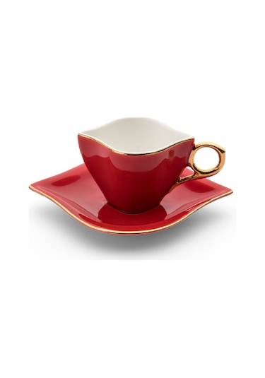 Emsan Sonsuz Aşk 2 Kişilik Kahve Fincanı Takımı Kırmızı 100 ML