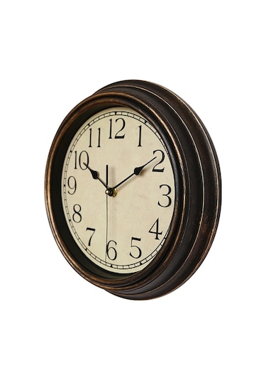 Reedark Lüks Retro Ahşap Duvar Saati - 30x30cm Ev Dekorasyonu, Kahve Altın Renk Çok Renki