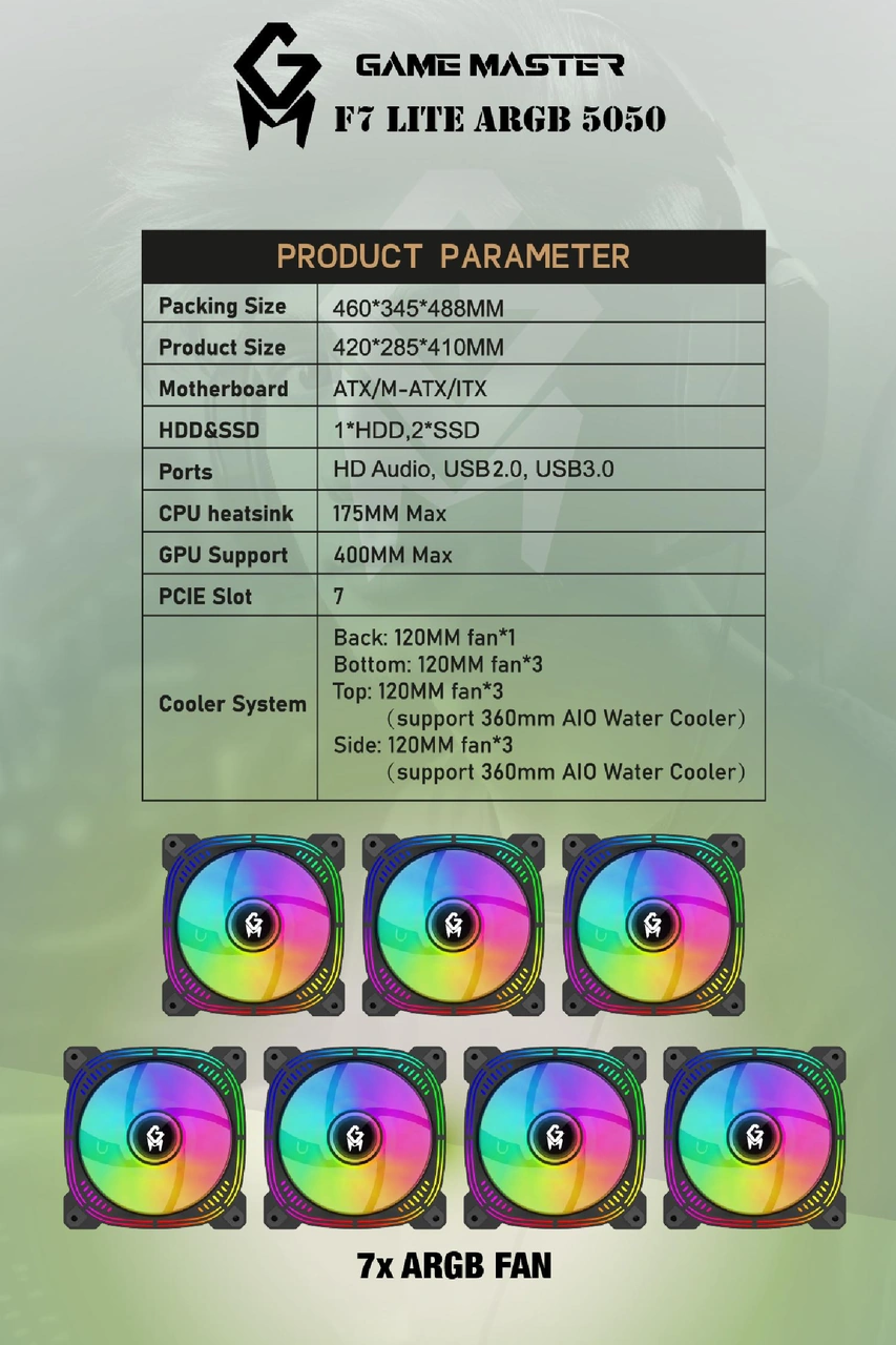 Game Master F7 Lite Argb R5-5500 16 GB 512 GB SSD RTX5050 Free Dos Masaüstü Oyuncu Bilgisayarı