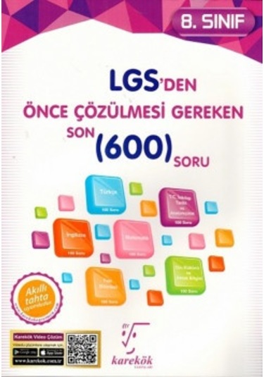 8.Sınıf LGS'den Önce Çözülmesi Gereken Son 600 Soru- Karekök Eğitim Yayın