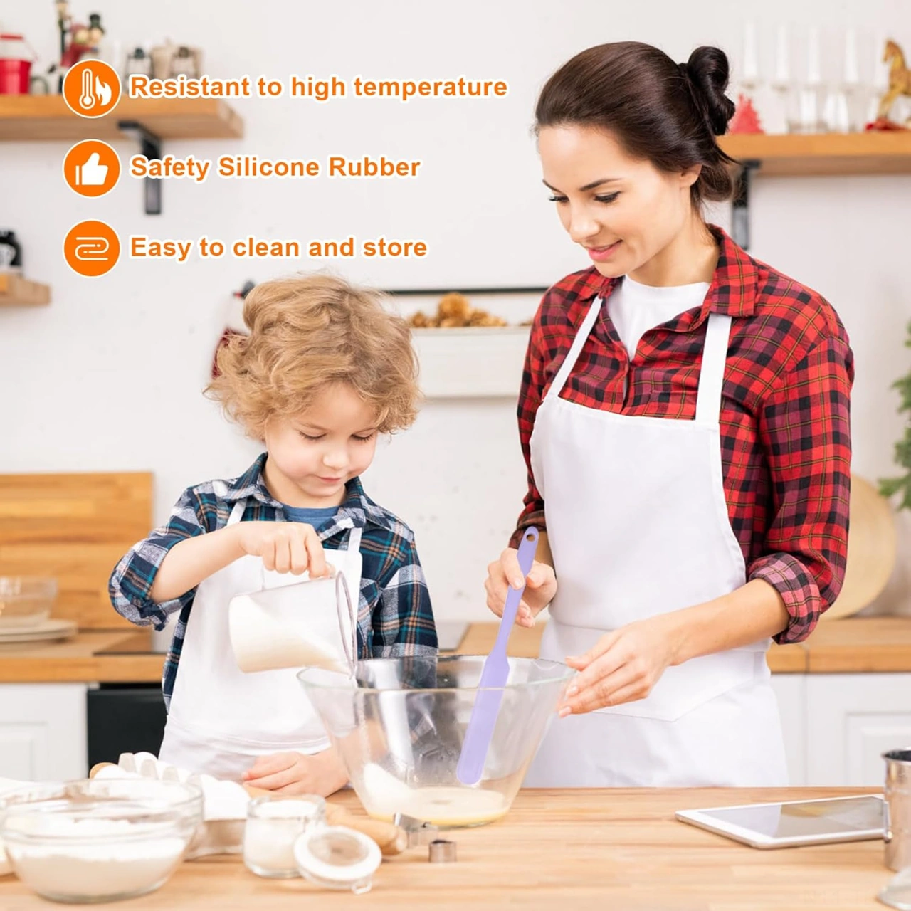 Hombey 4 Renkli Isı Dayanıklı Silikon Spatula Seti, 25 Cm Kek Krema Sürme Ve Karıştırma Araçları, Anti Yapışkan Malzeme İle Mutfak Gereci Paketi Çok Renkli