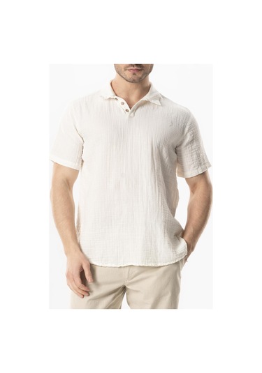 Kısa Kol Polo Yaka Müslin Yazlık Tshirt Kırık Beyaz Krkbyz KIRIK BEYAZ
