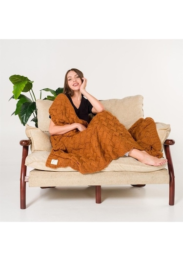 Serenita Saç Örgü Triko Tv Battaniyesi Throw Koltuk Şalı (538861623)-110X160