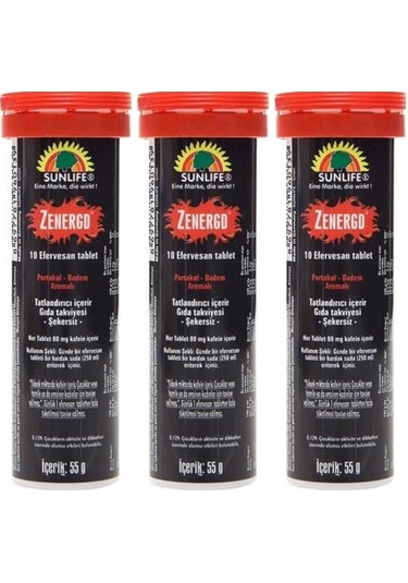 Sunlife Zenergade Efervesan 10 Tablet x 3 Adet