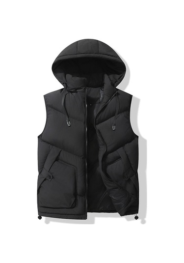 Yeni Erkek Kalın Dik Yaka Yelek Siyah