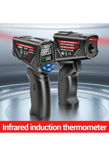 Youmex Endüstriyel Sıcaklık Ölçer -20 C 650 C, Entegre Kızılötesi Sensör, Hızlı Ölçüm, Siyah, Batarya Hariç