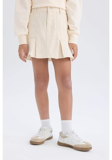 DeFacto Kız Çocuk Gabardin Etek D7858A825SPER233 Ekru
