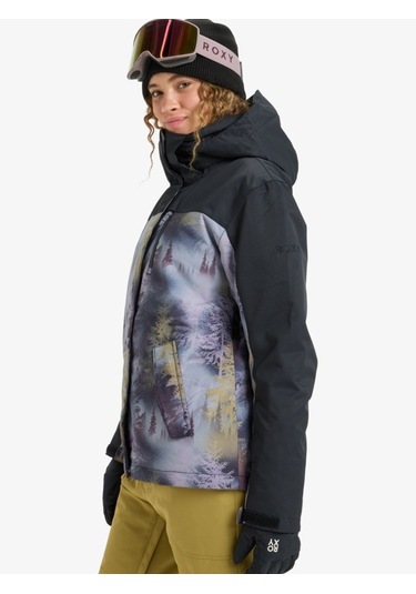 Roxy Jetty Block Jk Kadın Frost Gray - Plaid 1 Snowboard Ceketi Erjtj03528-slr1 Siyah - Mor