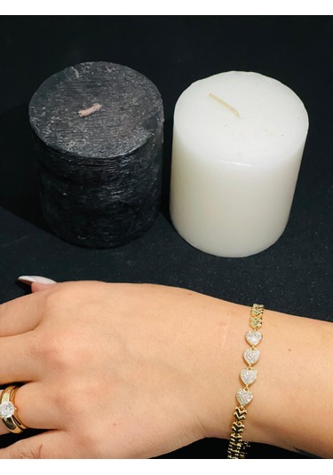 Mor Takı 14 Ayar Altın Kaplama Minimal Kalp Detay Bileklik Altın - Gold