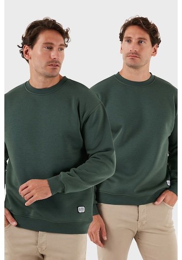 Buratti Regular Fit Bisiklet Yaka Şardonlu 2'Li Paket Erkek Sweat 5905255S2 Nefti-Nefti