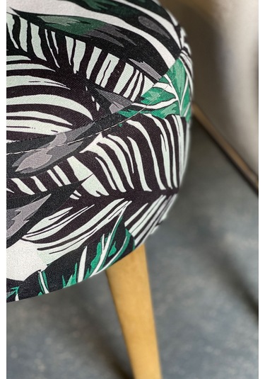 Retro Puf Yaprak Desenli Yaprak Desenli