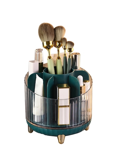 Cbtx Makyaj Organizatör Döner Fırça Tutucu Şeffaf Kozmetik Organizatör Saklama Ekran Kutusu - Yeşil