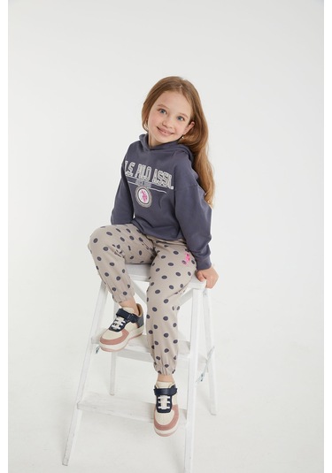 U.S. Polo Assn Lisanslı Antrasit Kız Çocuk Lastik Detaylı Eşofman Takım Antrasit