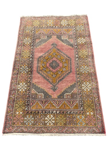 El Dokuma Eskitme Ortaköy Halısı 108x171 Vintage Halı Çok Renkli