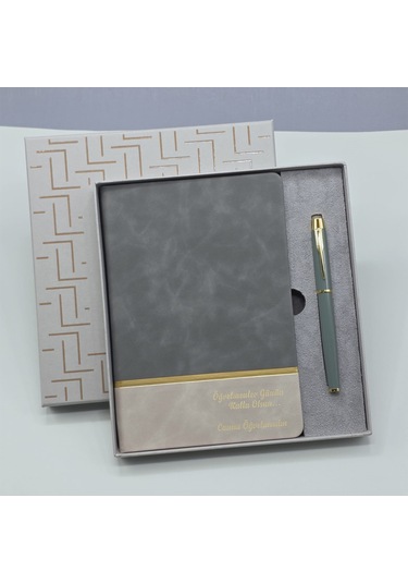 Büro Ev Ofis Hediyesi İçin Öğretmene Özel Deri Defter Kalem Seti