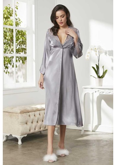 Pierre Cardin 6'lı Kaplı Gecelik Sabahlık Set 6425 Royal Renk Royal