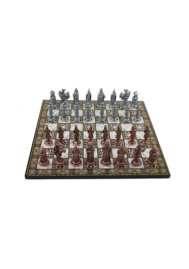Büyük Boy Metal Osmanlı Bizans Satranç Takımı Antik Ve Katlanır S