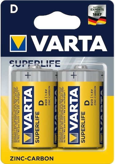Varta Superlife Çinko Karbon Büyük Boy D Pil 2'li