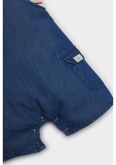 DeFacto Erkek Bebek 2'li Takım Çizgili Kısa Kollu Tişört Jean Salopet Tulum E7934A525SMBE394 Mavi