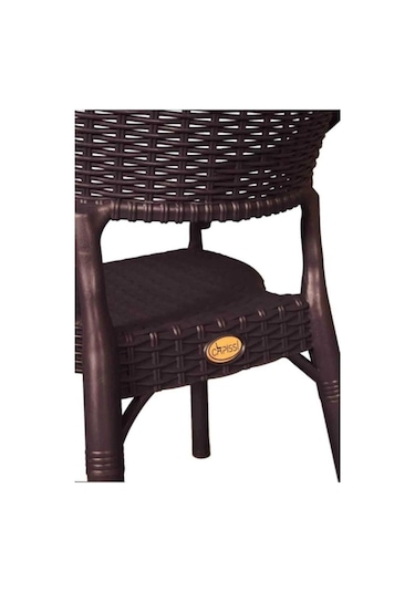 6 Adet Bambu Rattan Kollu Sandalye Koltuk Kahve Kahverengi