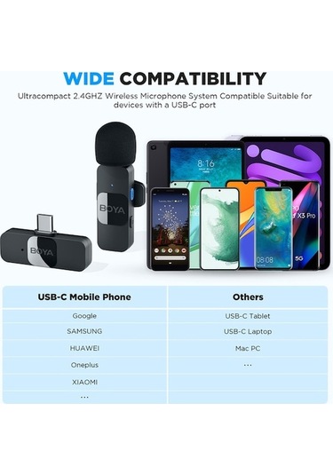 Ebitda Springsun Mikrofon By-v20 2.4g Kablosuz Mikrofon Sistemi, Klipsli Telefon Mikrofonu