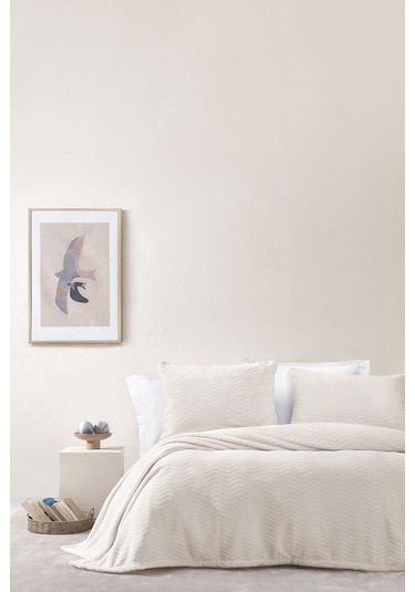Yataş Dazel Çift Kişilik Battaniye Yatak Örtüsü Seti 240x225 CM - Ekru
