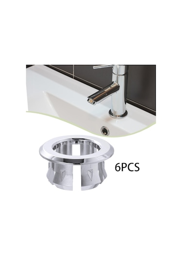Suntek 6x Lavabo Taşma Halkası Yedek Parçaları Ev Otel Gümüş