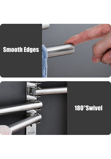 Ruicoo 360 Dönebilir Paslanmaz Çelik Havlu Askısı - Katlanabilir Çok Fonksiyonlu Duvar Montajı Diğer