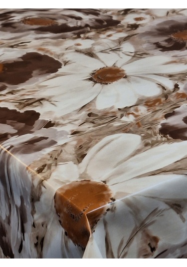 Elyaflı Pvc Muşamba - Desenli Silinebilir Masa Örtüsü Kahverenği Mrl100 Kahverengi