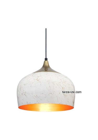 Tarzavize Trt50 Dekoratif Beyaz Tekli Retro Modern Sarkıt Avize Beyaz