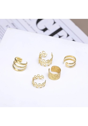 Flybuy Yeni Yapraklar Vintage Sahte Renk Olmayan Manşet Kulak E2092 Delici Cm-gümüş Altın Adet/grup 5 1.50 Jr Gümüş