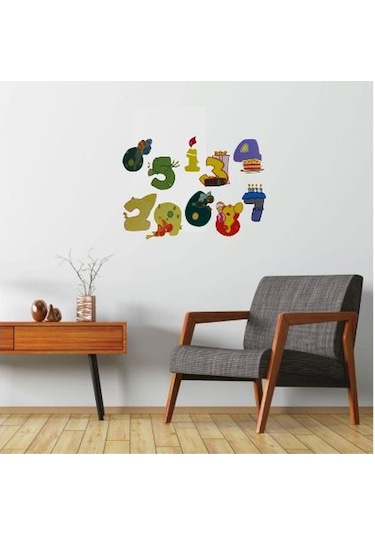 Duvar Süsü Sticker 2 Adet Renkli Rakamlı Pvc 48x33x0,5cm