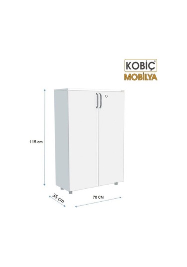 Kobiç Ofis Dosya Dolabı Kilitli Tam Kapak Suntalam Dolap 70x35x115 Cm Meşe Meşe