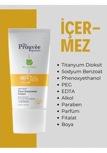 The Prouvee Reponses Leke Karşıtı Yüz Güneş Kremi SPF50+ 40 ML