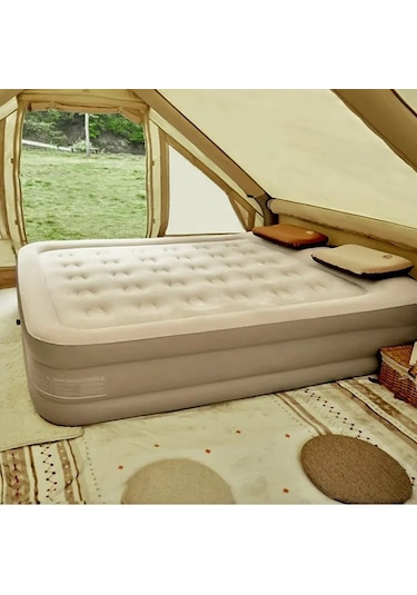 Efsane Kamp Double Yüksek Otomatik Şişen Dahili Pompalı Çift Kişilik Yatak Bej
